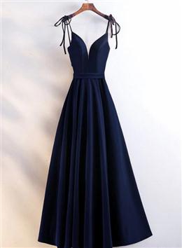 Picture of Pretty Velvet Straps Long V-neckline Long Party Dresses, Velvet Bridesmaid Dress